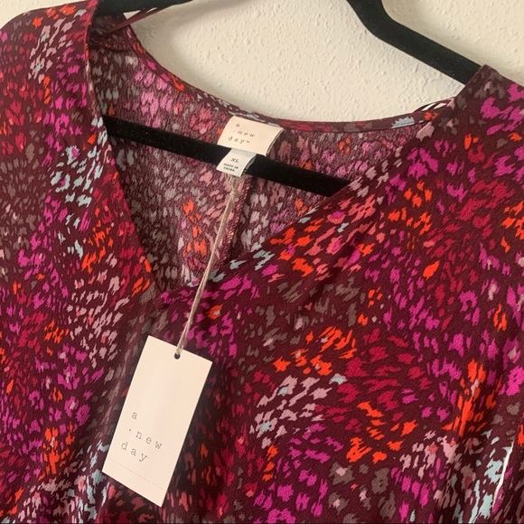 NWT A NEW DAY BURGUNDY PRINT DRESS XL - Picture 10 of 11